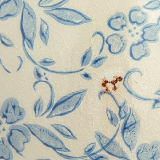 Hello Honey® 8" Blue & White Crackle Floral Terra Cotta Vase